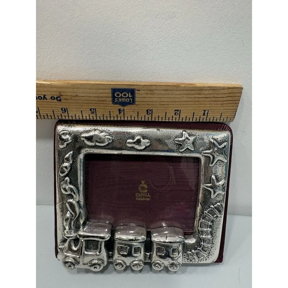 Cunill OrFebres Silver  Photo Frame Trains Stars Clouds Heavy!!! 4x6 Baby Shower